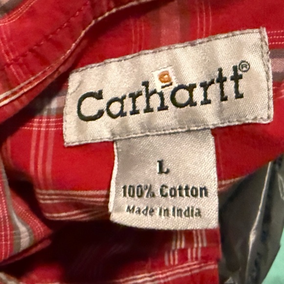 Carhartt Men's Vibrant Red Plaid Button Down Shirt - Picture 4 of 4